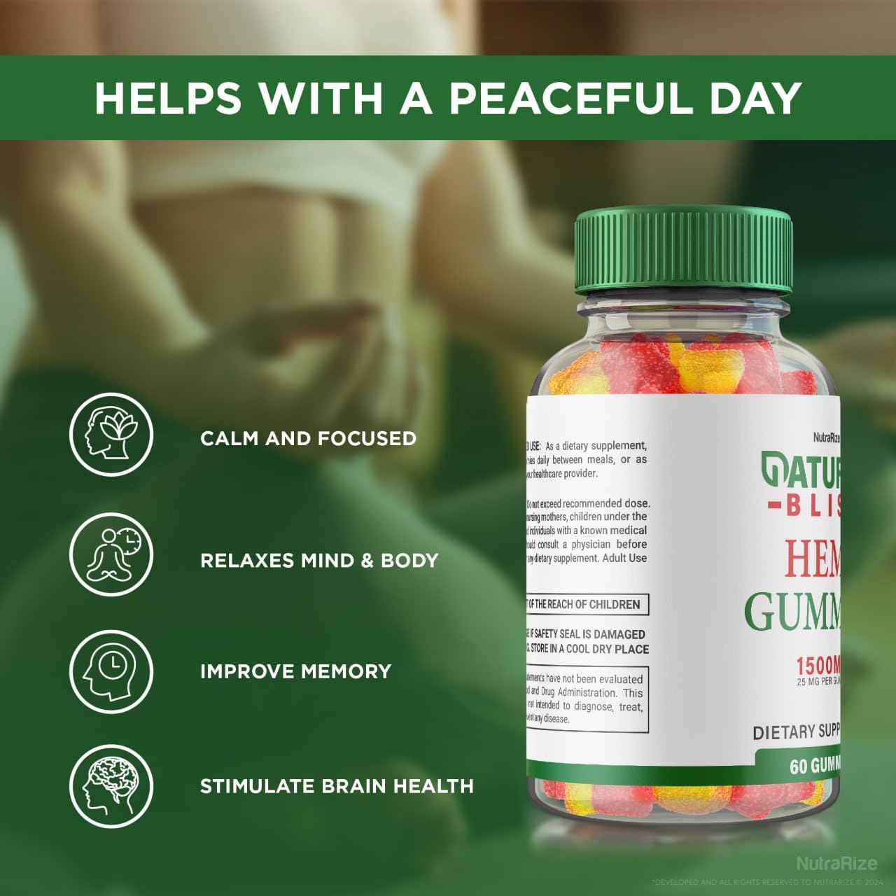 60 NutraRize Natural Bliss metabolism booster Gummies for Tranquility & Focus - Reviews & Benefits
