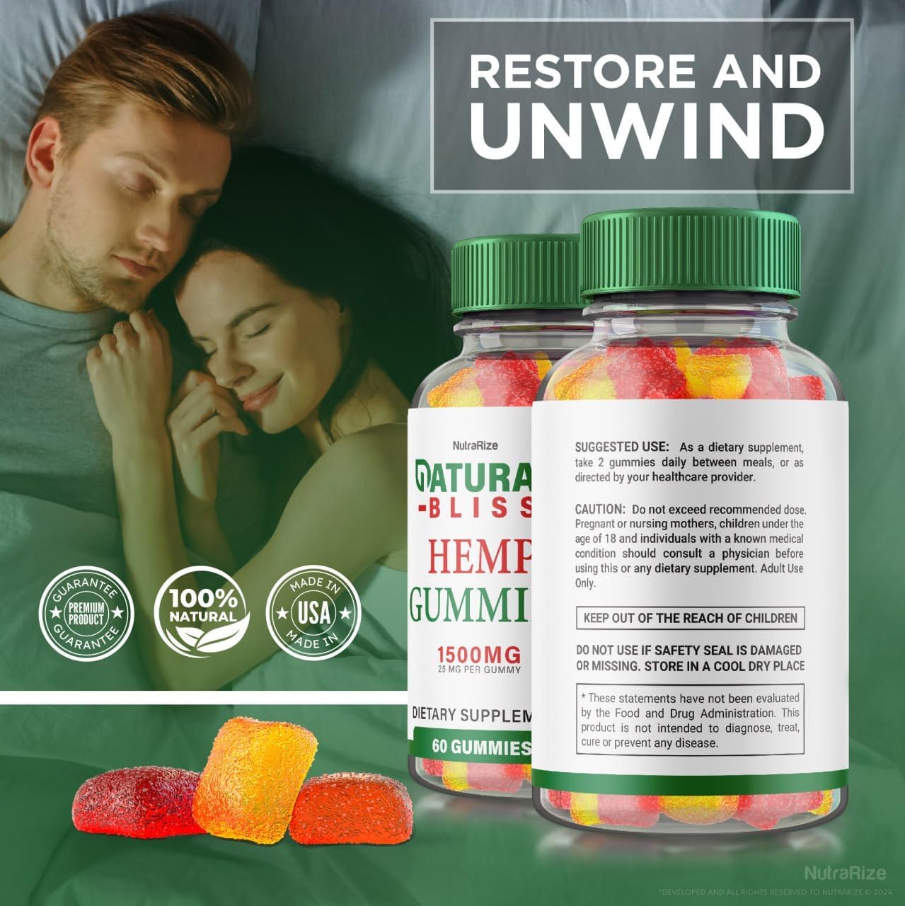 60 NutraRize Natural Bliss metabolism booster Gummies for Tranquility & Focus - Reviews & Benefits