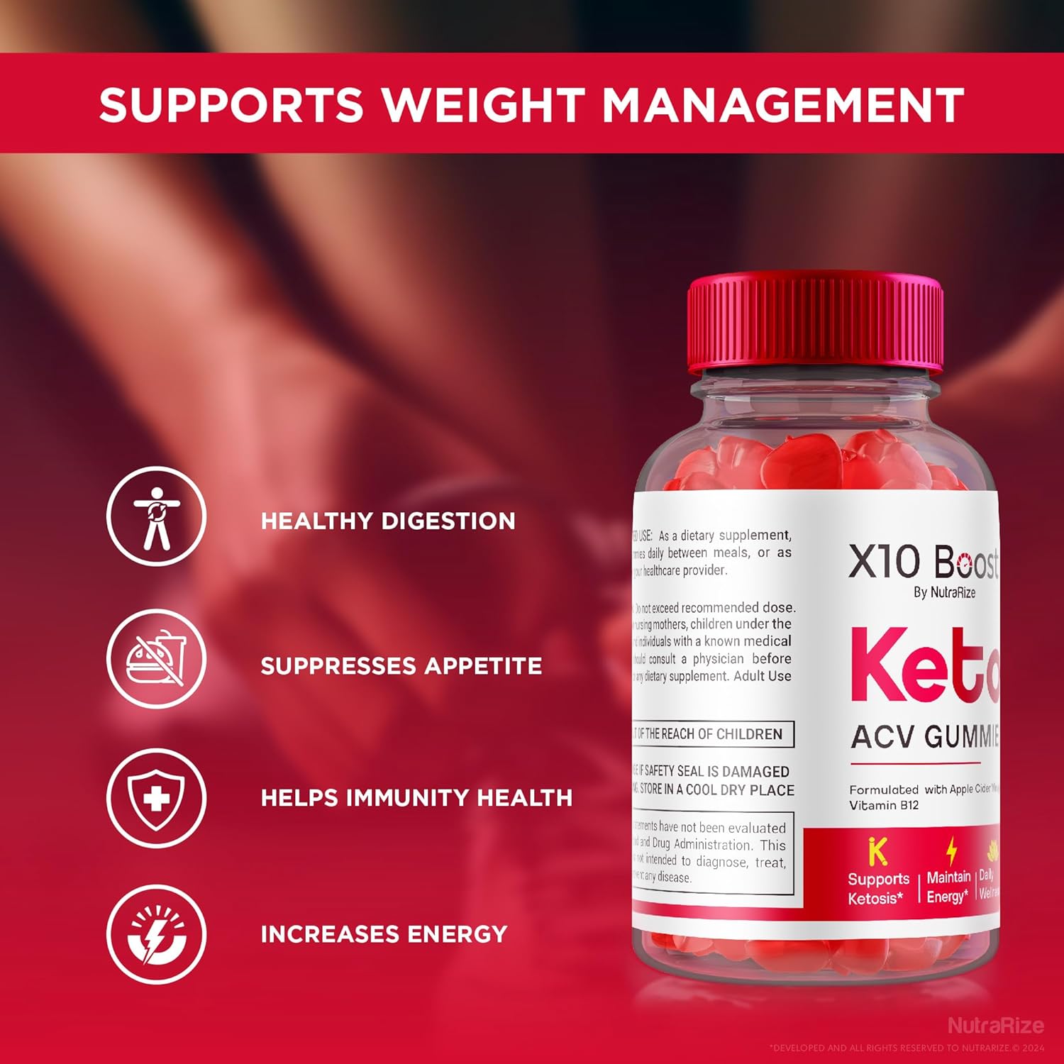 60 NutraRize X10 Boost Keto + ACV Gummies for Advanced  Slimming Formula  with Reviews