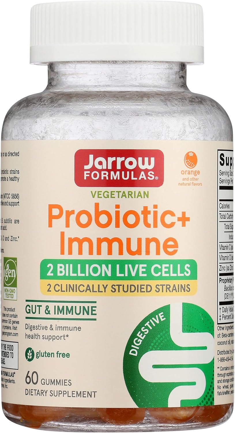 60 Orange Flavor Probiotic Gummies: Jarrow Formulas Immune Support & Digestive Health Supplement, 2 Billion CFU, 30 Day Supply