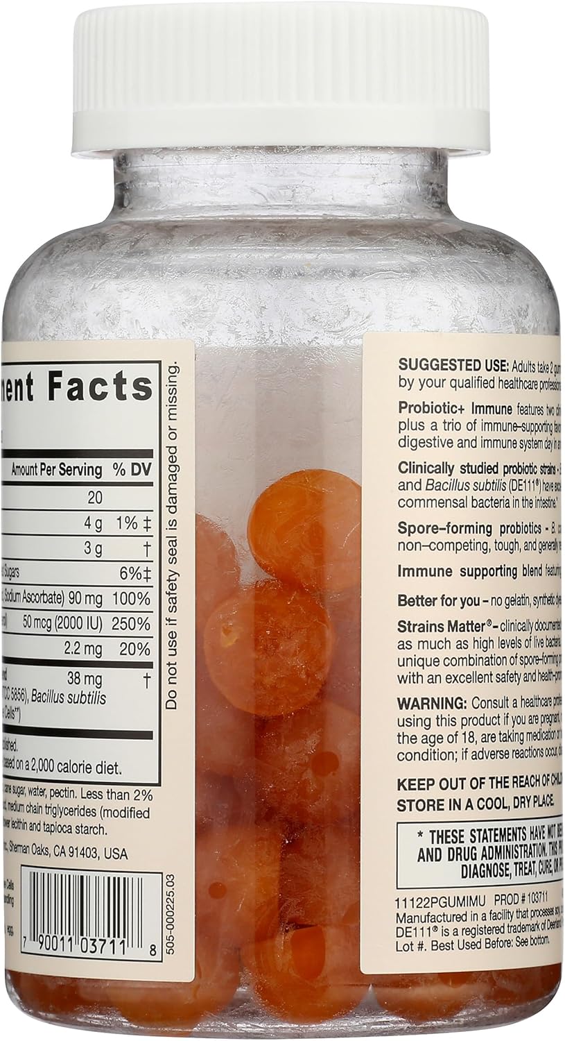 60 Orange Flavor Probiotic Gummies: Jarrow Formulas Immune Support & Digestive Health Supplement, 2 Billion CFU, 30 Day Supply