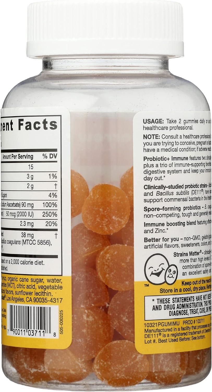 60 Orange Flavor Probiotic Gummies: Jarrow Formulas Immune Support & Digestive Health Supplement, 2 Billion CFU, 30 Day Supply