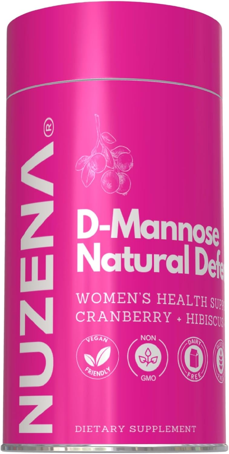 60-Pack D-Mannose + Cranberry Capsules for Urinary Tract Support - 1000mg with Hibiscus Flower and Dandelion Root - Natural Defense Formula