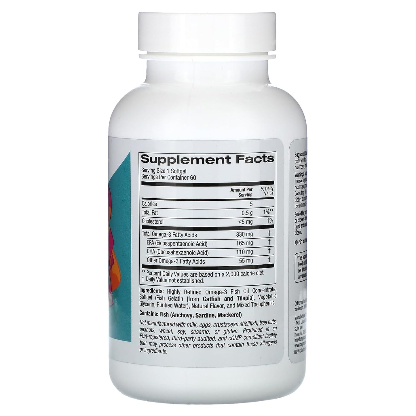 60 Softgels of California Gold Nutrition Kid’s Omega-3 Fish Oil with Natural Strawberry Flavor