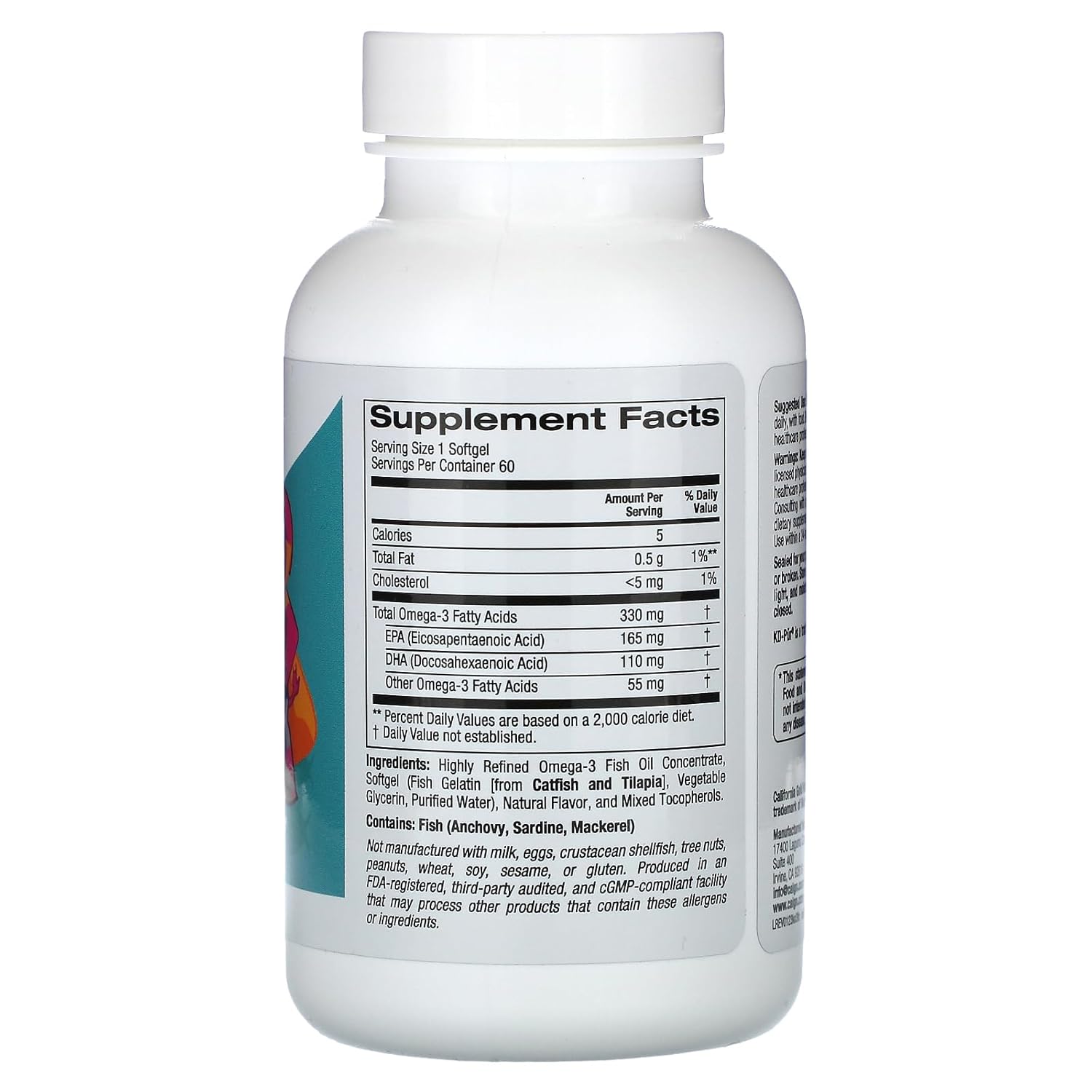 60 Softgels of California Gold Nutrition Kid’s Omega-3 Fish Oil with Natural Strawberry Flavor