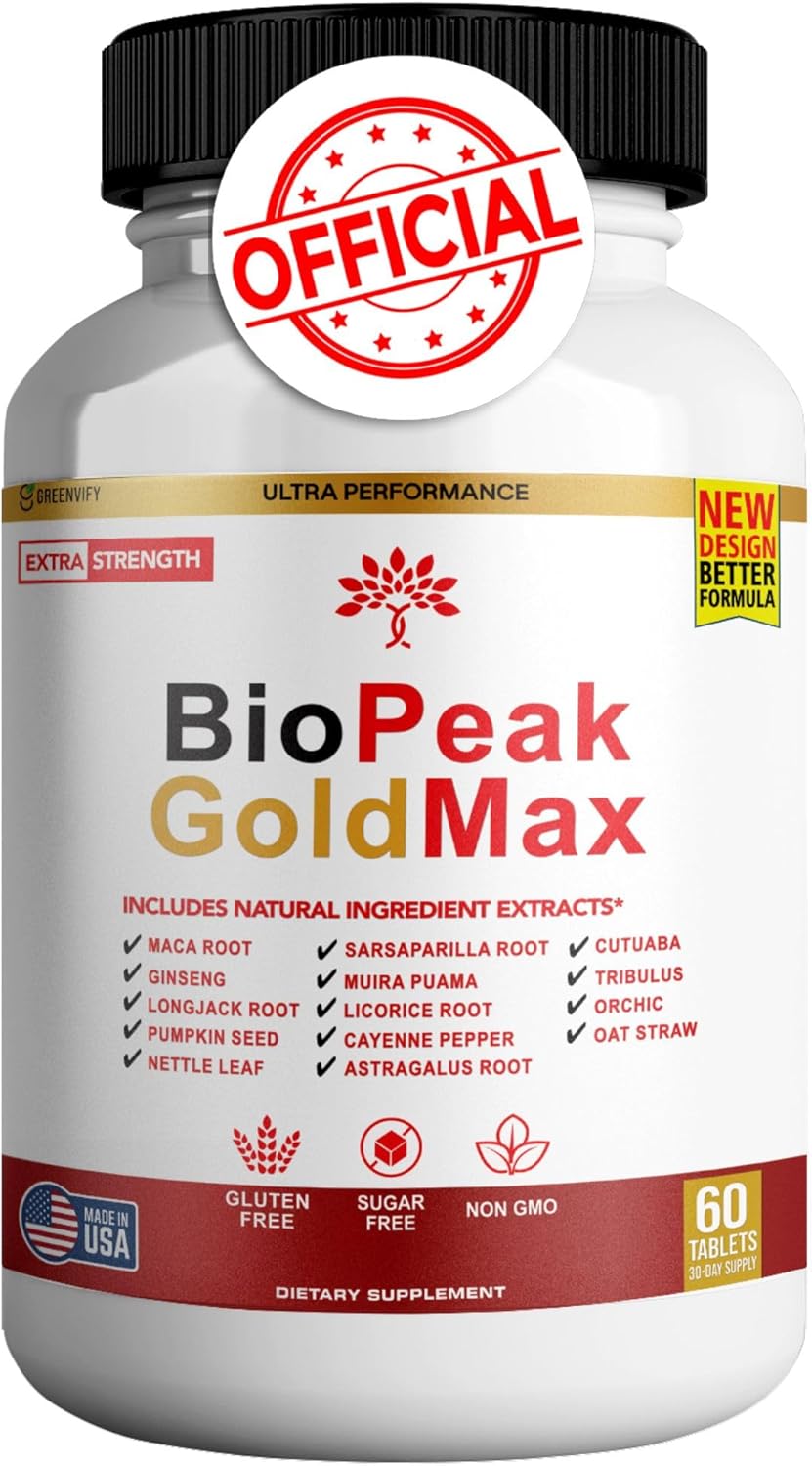 60 Tablet Greenvify BioPeak GoldMax Extra Strength Natural Performance Supplement - Gluten Free, Sugar Free, Non-GMO - Made in USA