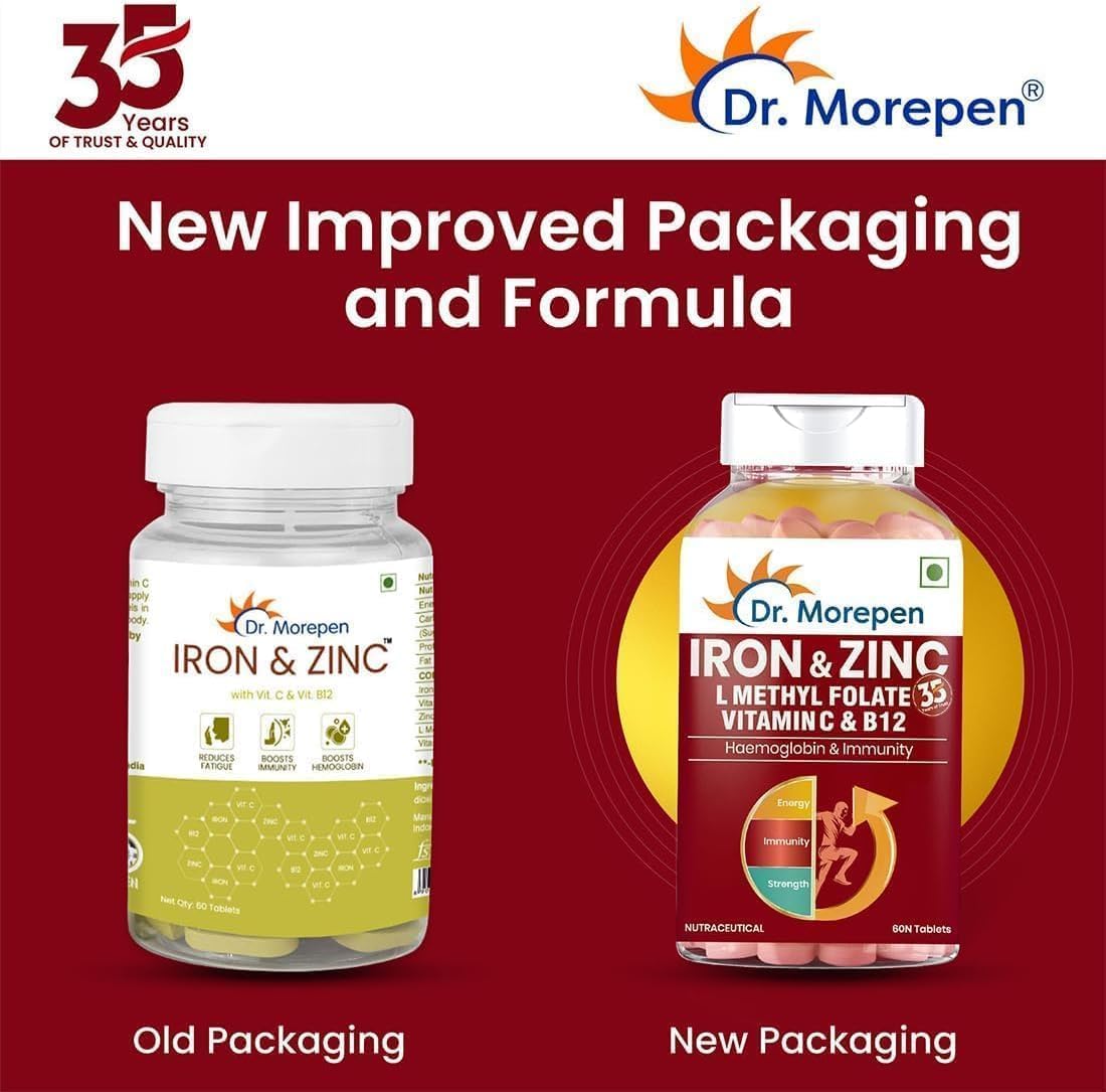 60 Tablets of Immunity & Haemoglobin Boosting Iron, Zinc, Vitamin C, and B12 Supplement for Healthy Iron Levels, Energy, and Respiratory Health