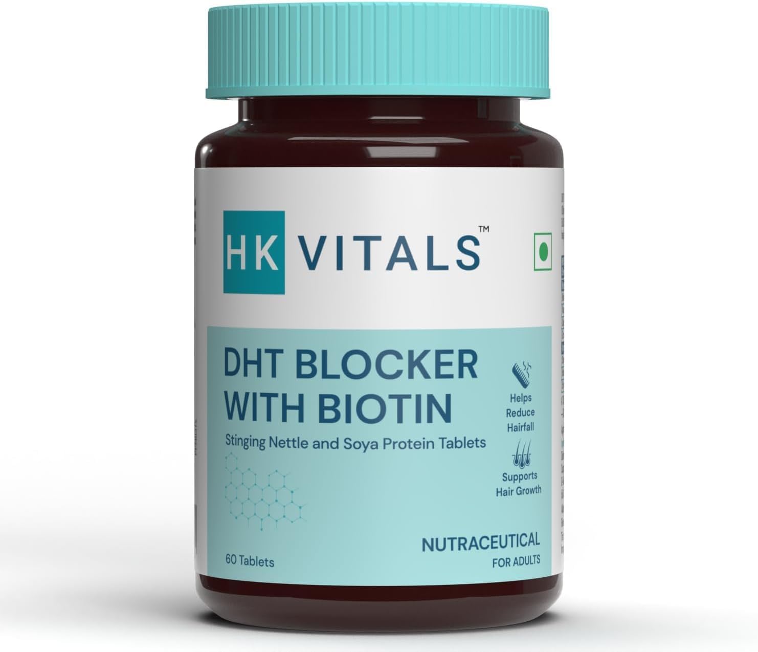 60 Tablets of MENT HK Vitals DHT Blocker with Biotin, Stinging Nettle, and SOYA Protein for Hair Fall Reduction and Growth Stimulatio