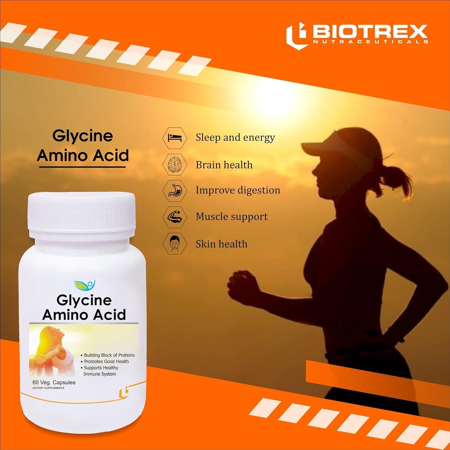 60 Veg Capsules of Generic D4d Glycine Amino Acid Supplement