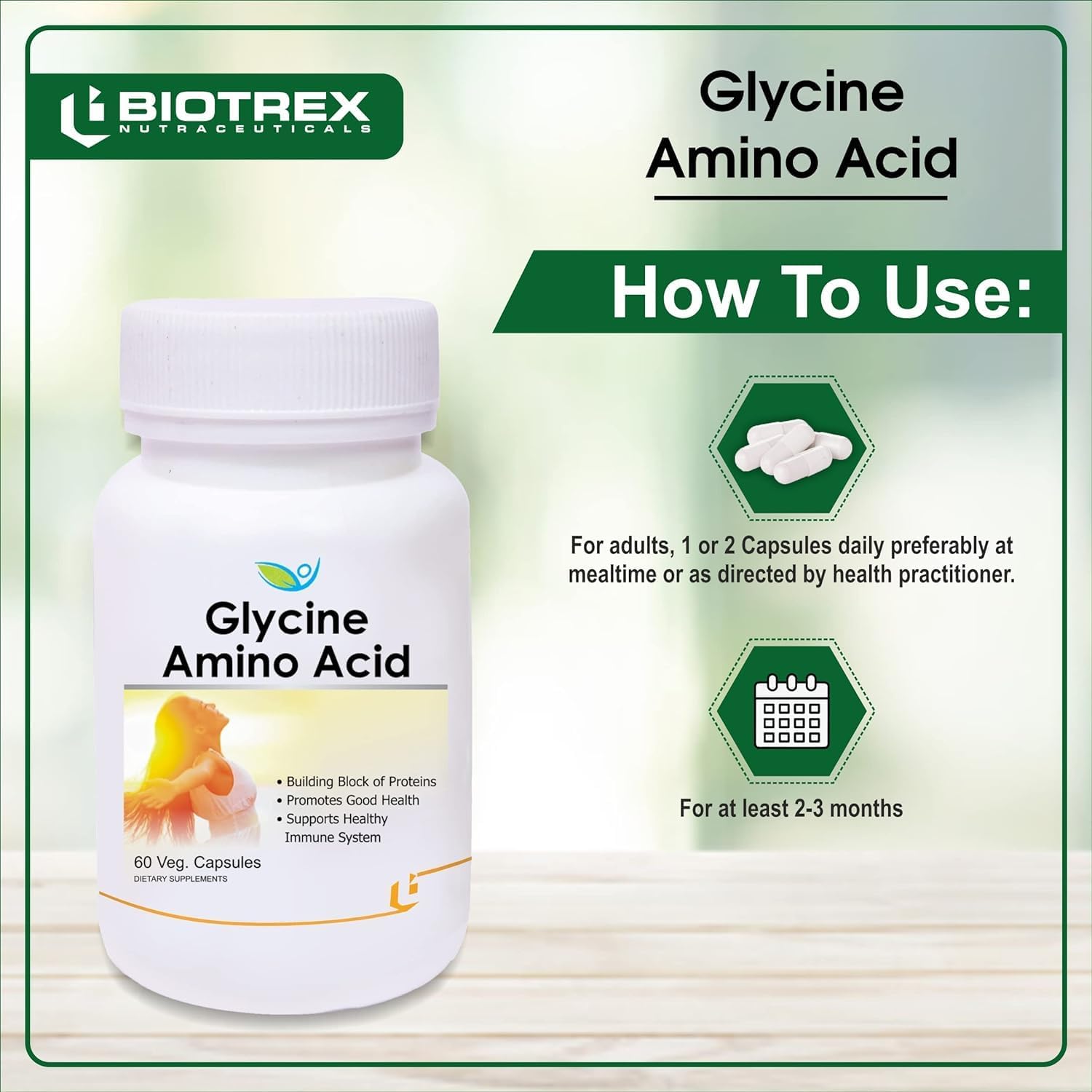 60 Veg Capsules of Generic D4d Glycine Amino Acid Supplement