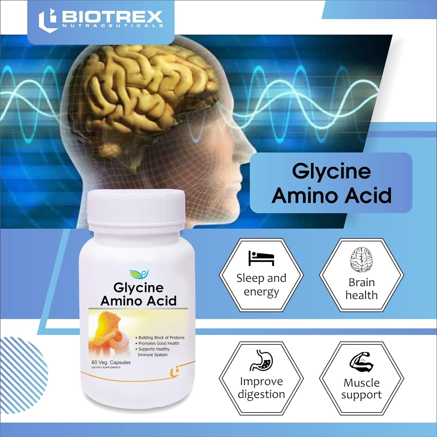 60 Veg Capsules of Generic D4d Glycine Amino Acid Supplement