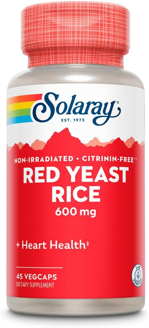 600 MG Solaray Red Yeast Rice Capsules - Natural Cardiovascular Support
