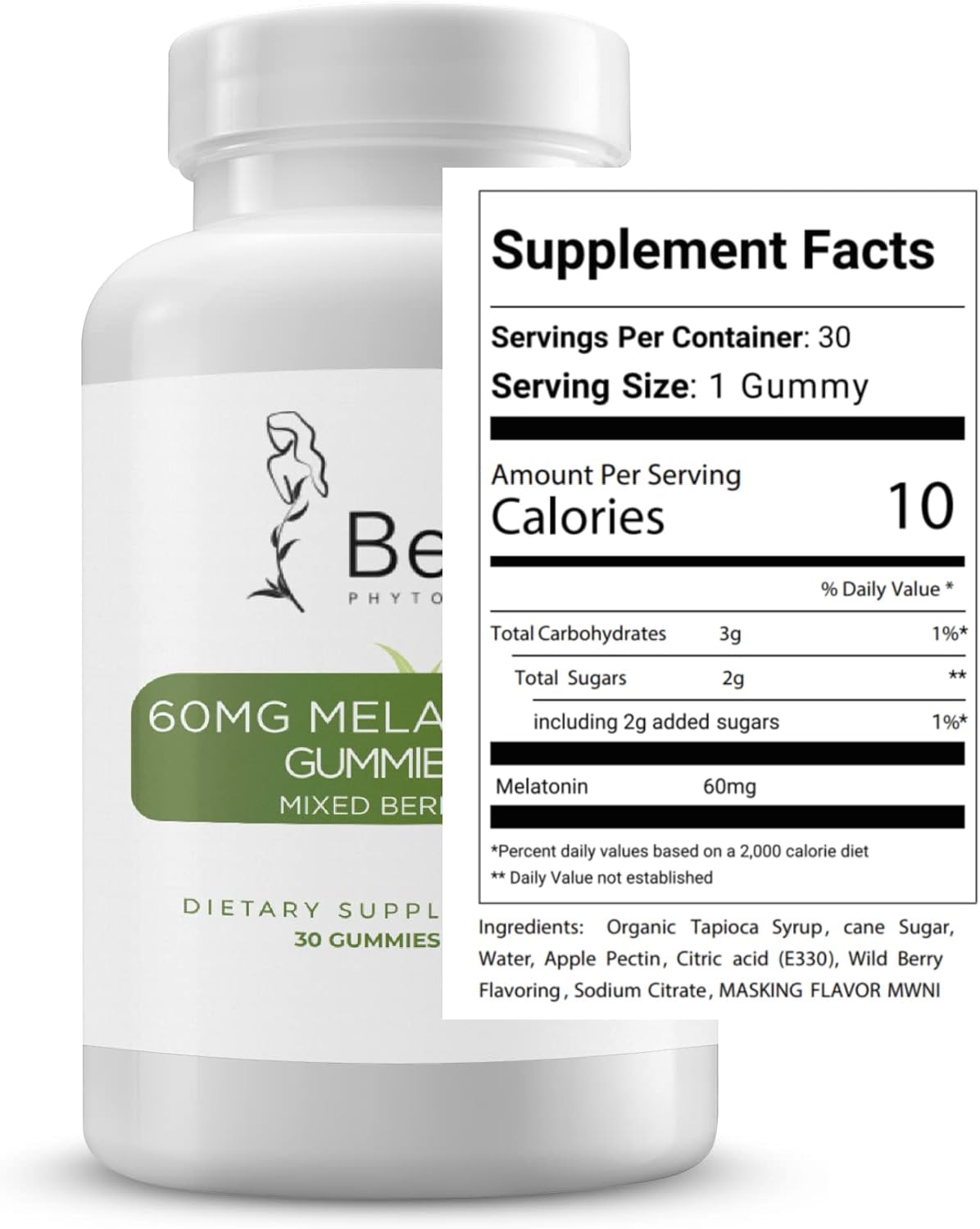 60mg Bella Phytologic Melatonin Gummies - Mixed Berry Flavor - High Dosage Sleep Aid Supplement