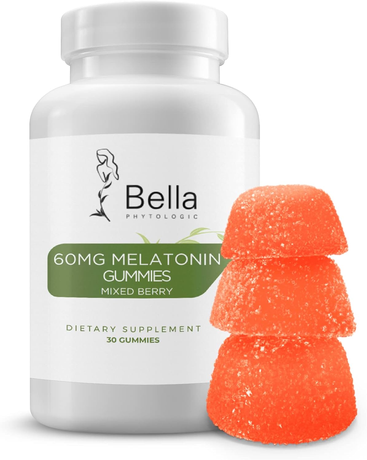 60mg Bella Phytologic Melatonin Gummies - Mixed Berry Flavor - High Dosage Sleep Aid Supplement