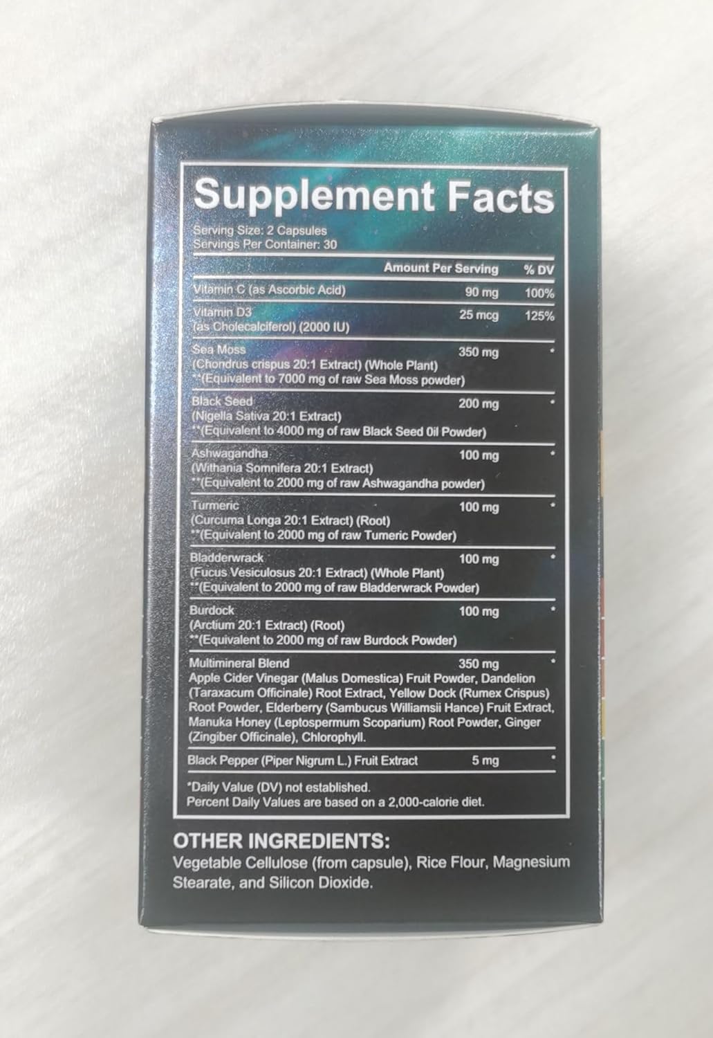 60P Black Seed Oil & Sea Moss Capsules with Ashwagandha Ginger - Immunity, Digestion, Skin, Hair & Energy Boost
