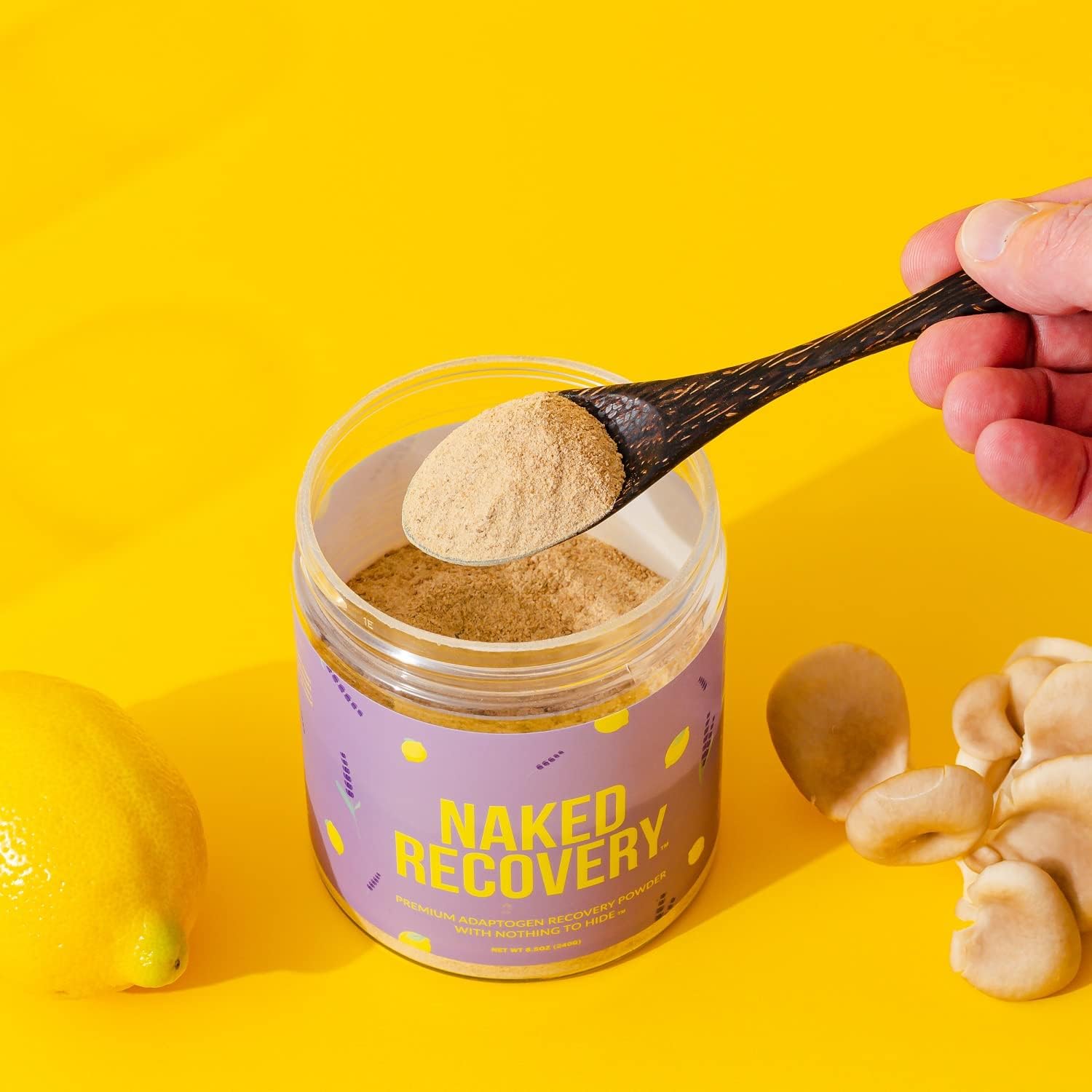 naked-recovery-mushroom-supplement-powder---lions-mane-cordyceps-reishi-tart-cherries-lemon-balm---adaptogen-wellness-formula-for-stress-relief-and-muscle-recovery---30-servings-5