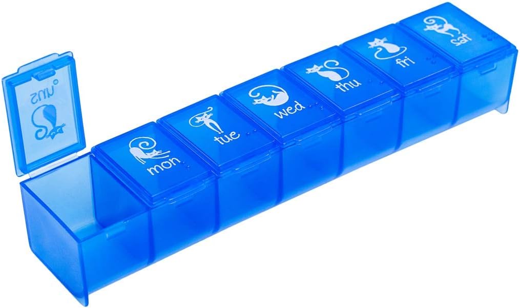 7-day-ezy-dose-pet-pill-case---medicine-planner-vitamin-organizer-for-cats---large-compartments-with-blue-lids---convenient-for-treats-travel---bpa-free-1