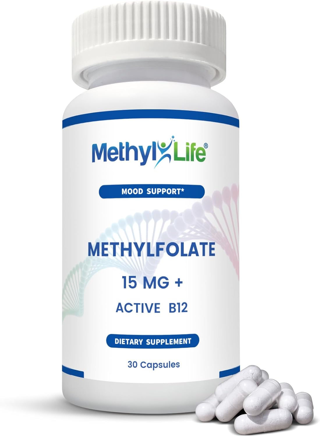 Professional Strength Methyl-Life L-Methylfolate 15mg Plus B12 & Inositol - Pharmaceutical Grade Active Folate Supplement - 30 Capsules - Espot.com.au