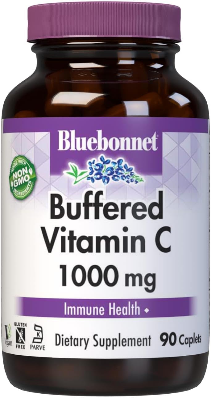 BlueBonnet Nutrition Buffered Vitamin C 1000mg Capsules - Immune Health Support - Soy Free, Gluten Free, NonGMO, Kosher, Dairy Free, Vegan - Citrus Flavor - 90 Count - Espot.com.au