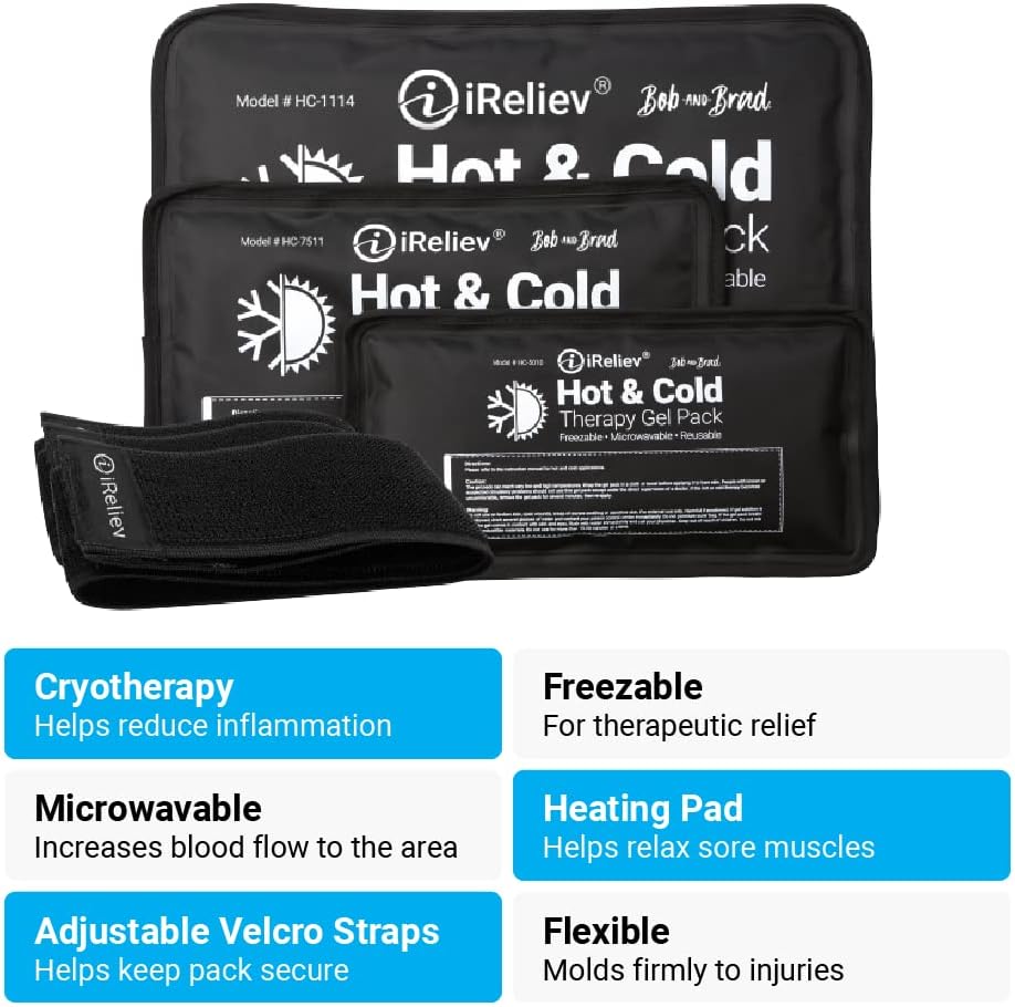 reusable-gel-ice-pack-for-hot-and-cold-therapy---microwaveable-and-freezable-pain-relief-for-arm-leg-knee-shoulder-and-back---compression-strap-included-2