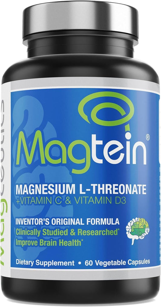 Magtein Magnesium L-Threonate Capsules for Brain Health, Memory, Cognition, Stress Relief & Sleep - 60 Veg Capsules - Espot.com.au
