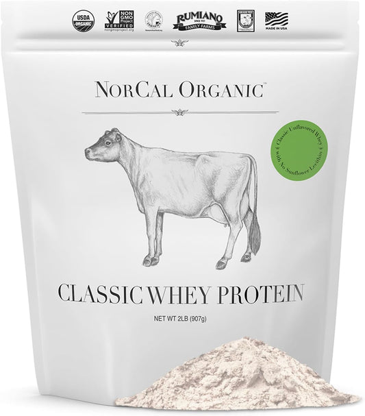 NorCal Organic Grass-Fed Classic Whey Protein Powder - Unflavored - Lecithin-Free - 2lb Bulk Size - Espot.com.au