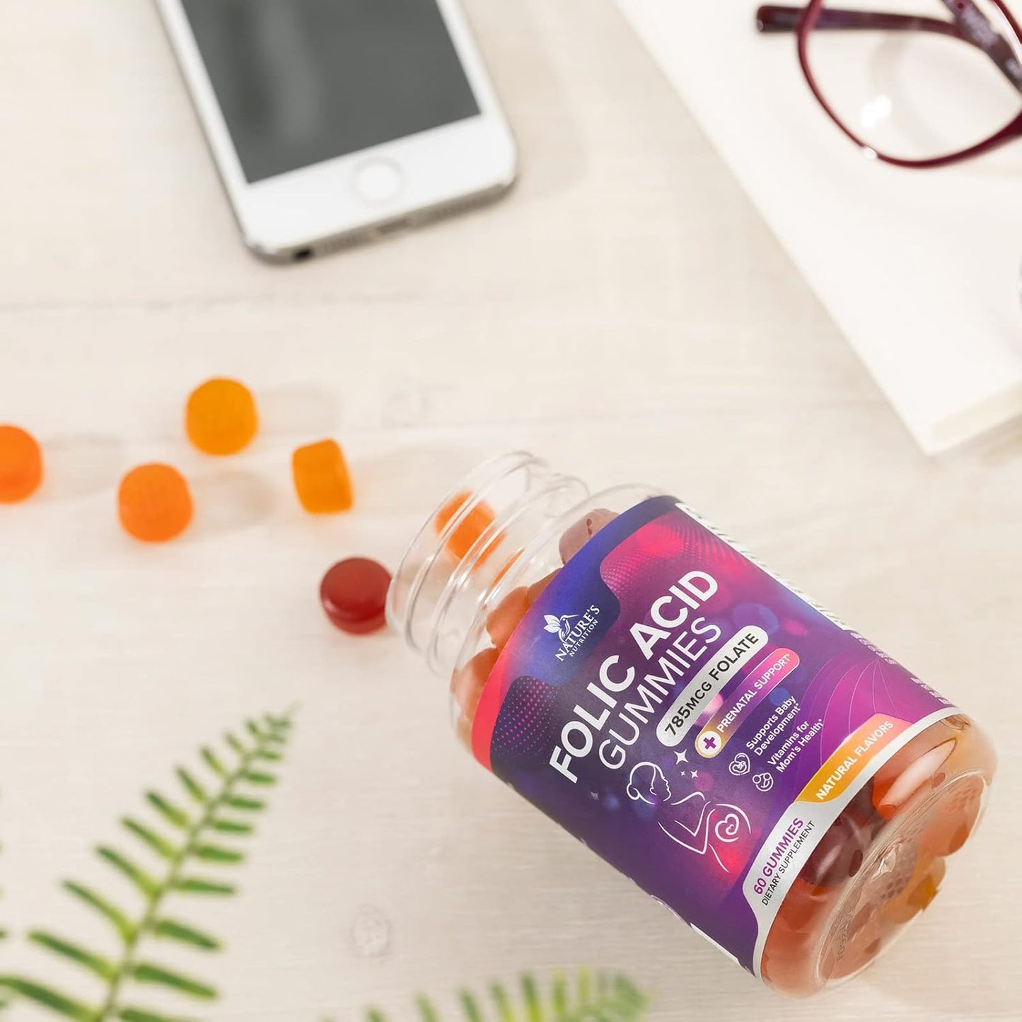 vegan-folic-acid-gummies-for-women-785mcg---prenatal-vitamins-for-mom-baby---vitamin-b9-chewable-folate-supplement---60-gummies-8