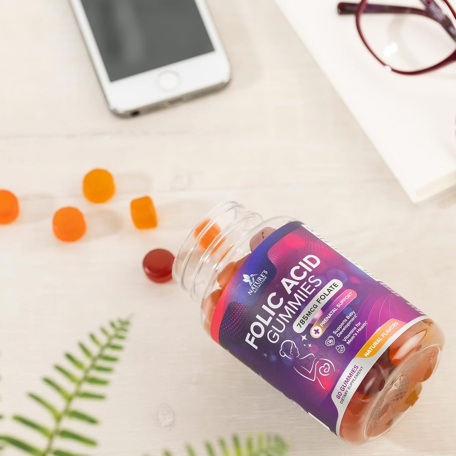 vegan-folic-acid-gummies-for-women-785mcg---prenatal-vitamins-for-mom-baby---vitamin-b9-chewable-folate-supplement---60-gummies-8