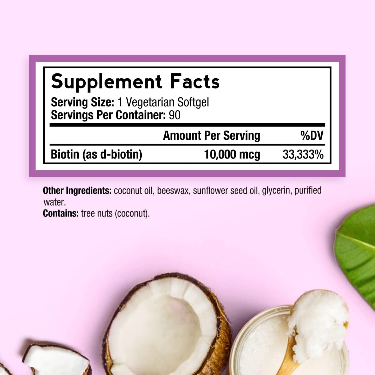 biotin-10000-mcg-for-hair-growth-skin-nails-energy-metabolism---vegetarian-softgels-with-coconut-oil---non-gmo---90-day-supply-2