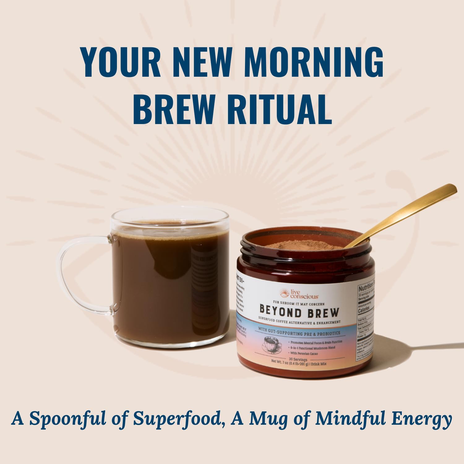 live-conscious-mushroom-superfood-coffee-with-prebiotics-probiotics---low-caffeine-healthy-coffee-substitute---30-servings-7-oz---pack-of-3-5