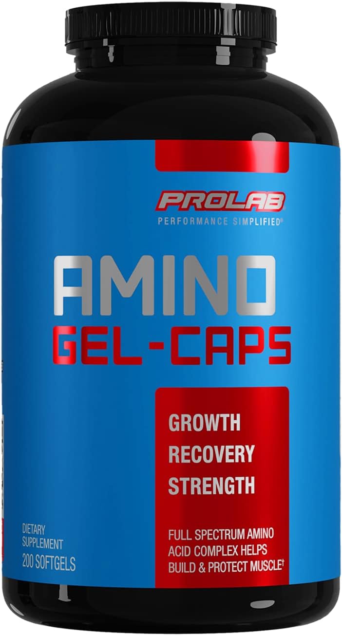 200-Count PROLAB Amino Acid Gel Capsules for Muscle Recovery and Endurance Boost - Espot.com.au
