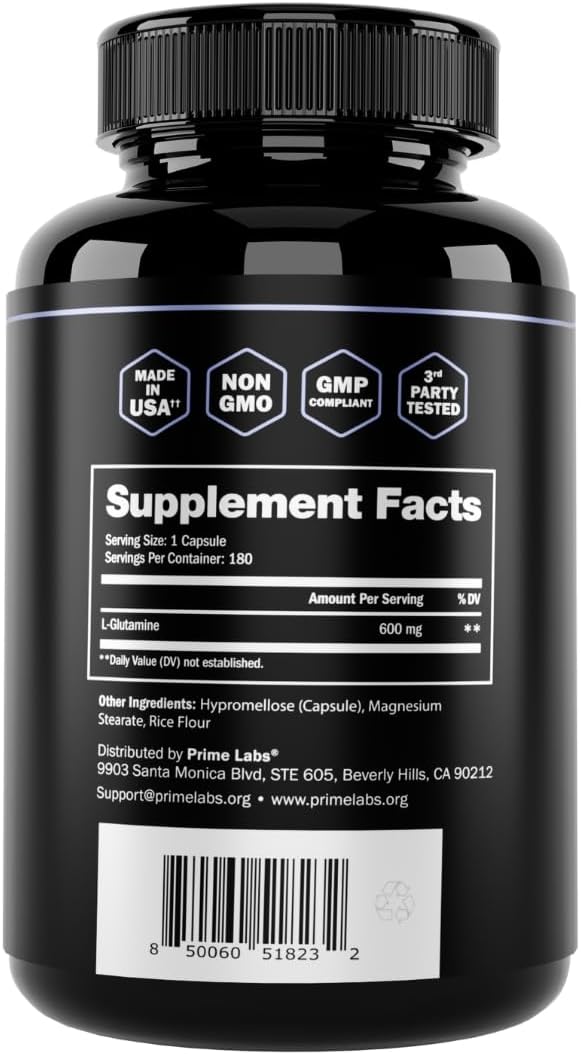 4-pack-l-glutamine-capsules-600mg---boost-strength-muscle-recovery-immunity-gut-health---amino-acid-supplement-for-men-women---non-gmo---by-prime-labs-7
