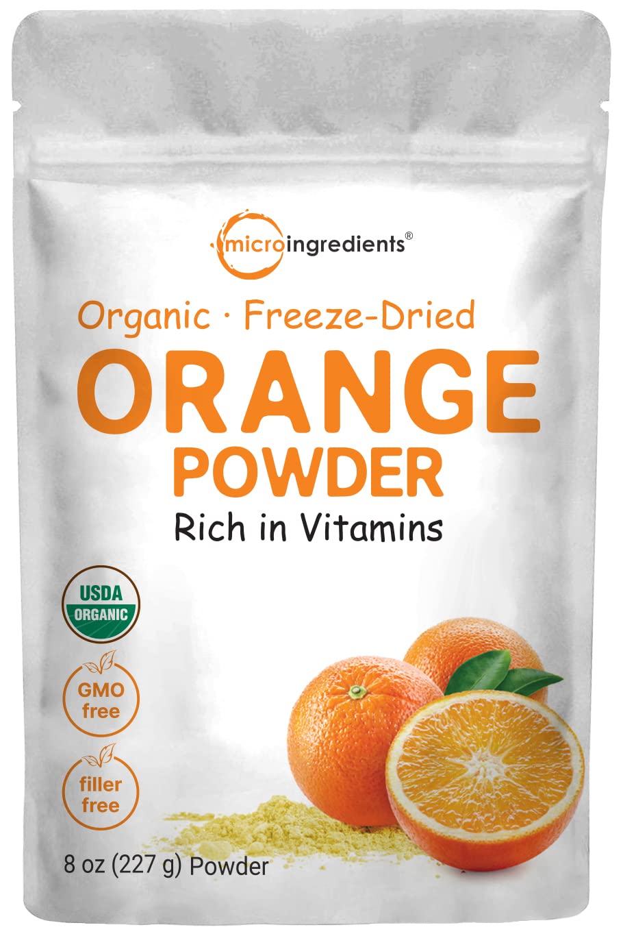 Organic Freeze-Dried Orange Powder - 8oz | 100% Natural Fruit Powder | No Sugar & Additives | Ideal for Drinks, Smoothies, & Beverages | Non-GMO & Vegan Friendly - Espot.com.au