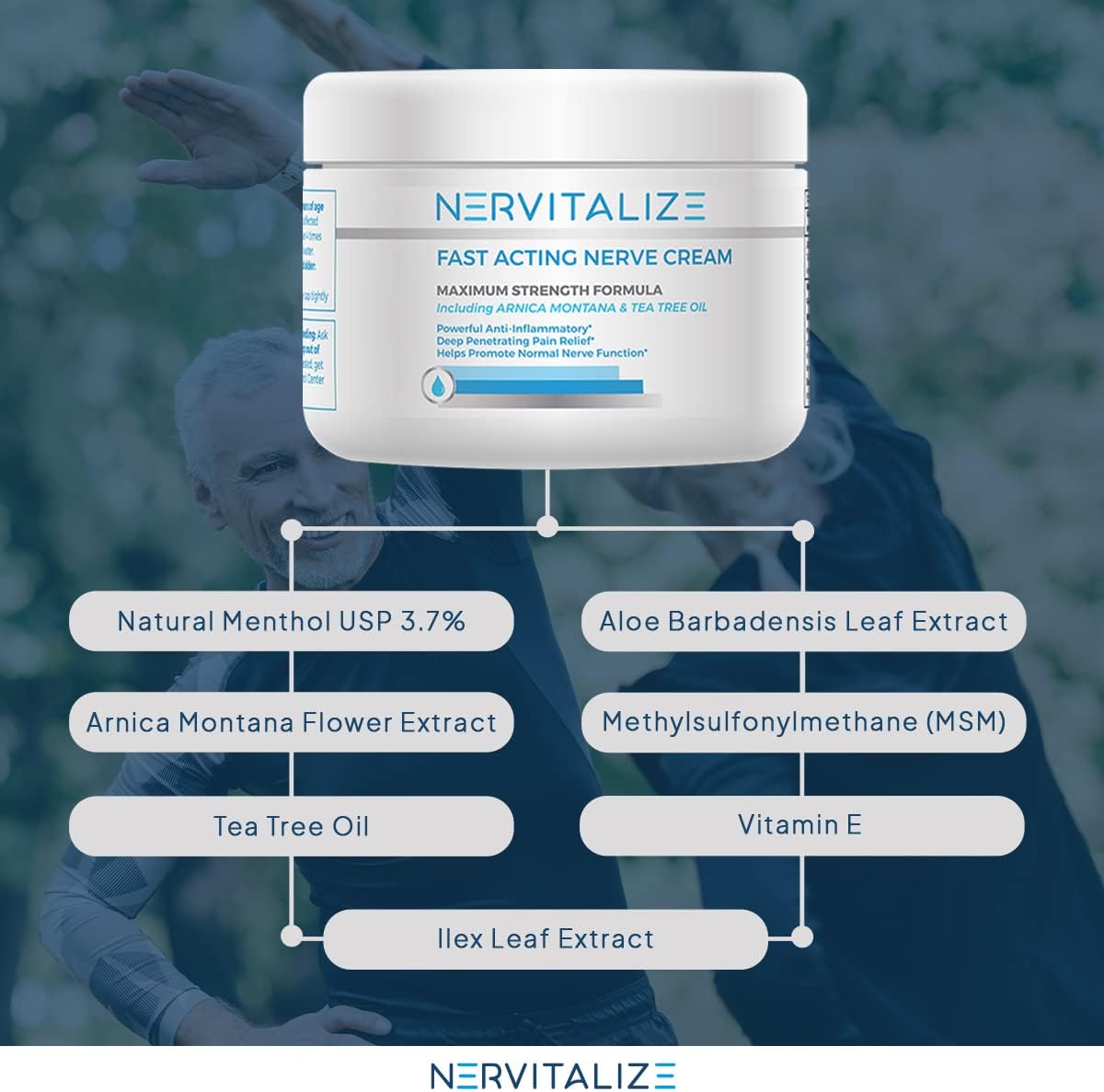 3 fl oz Nervitalize Fast Acting Nerve Pain Relief Cream - Maximum Strength Formula for Neuro Pain Relief and Nerve Nourishment - Made in USA - Espot.com.au