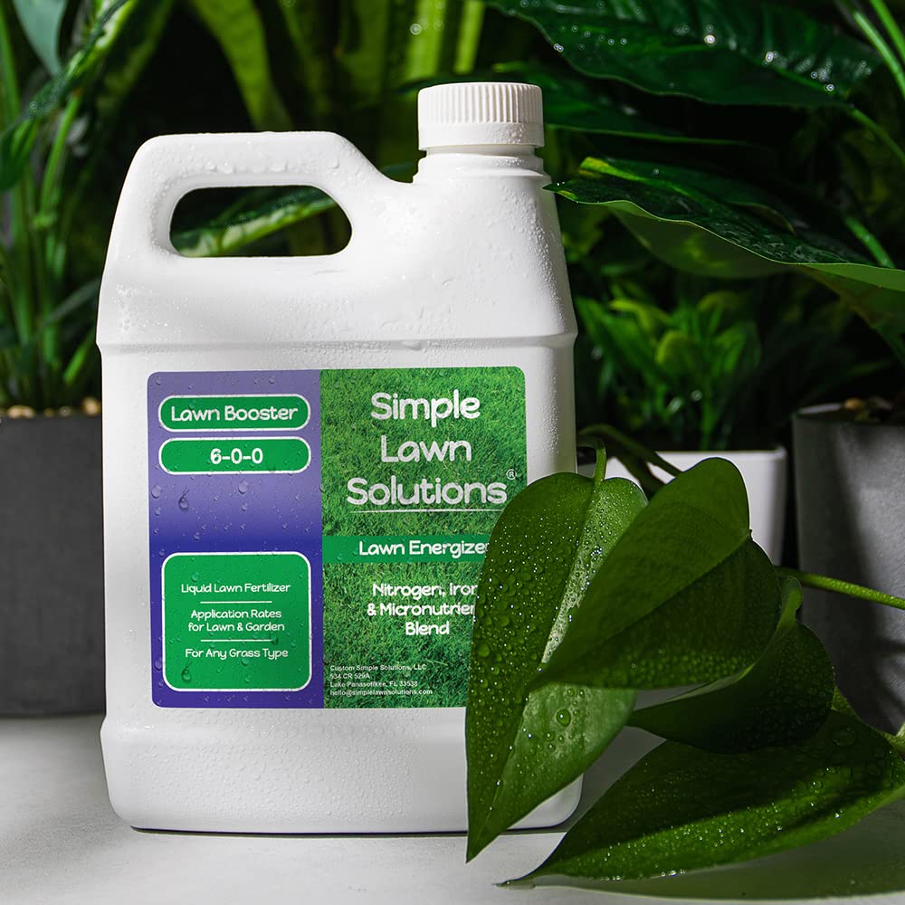 Liquid Turf Concentrated Fertilizer with Iron & Nitrogen - Commercial Grade Lawn Energizer Micronutrient Booster for All Grass Types - 1 Quart Bottle by Simple Lawn Solutions - Espot.com.au