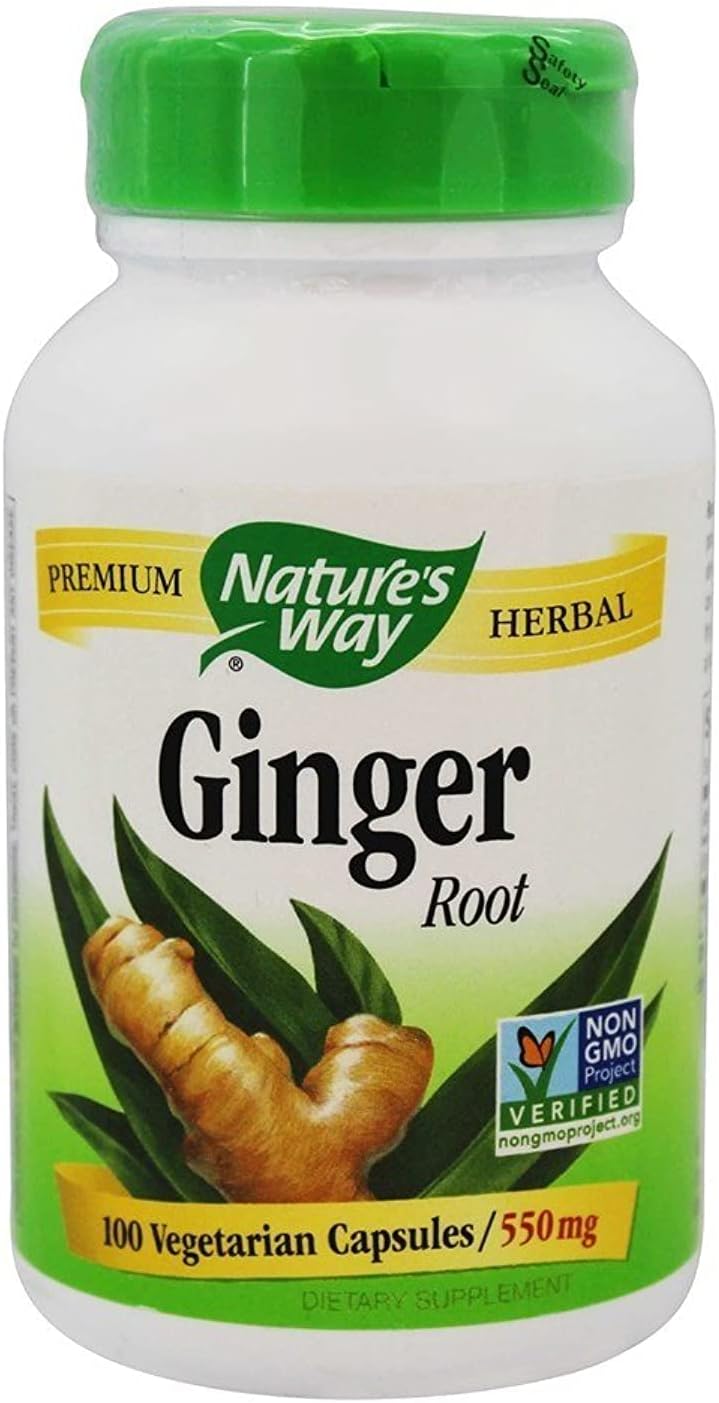 2 Pack Nature's Way Premium Herbal Ginger Root Capsules - 550 mg Digestive Support Supplement for Vegetarians - 100 Count - Espot.com.au