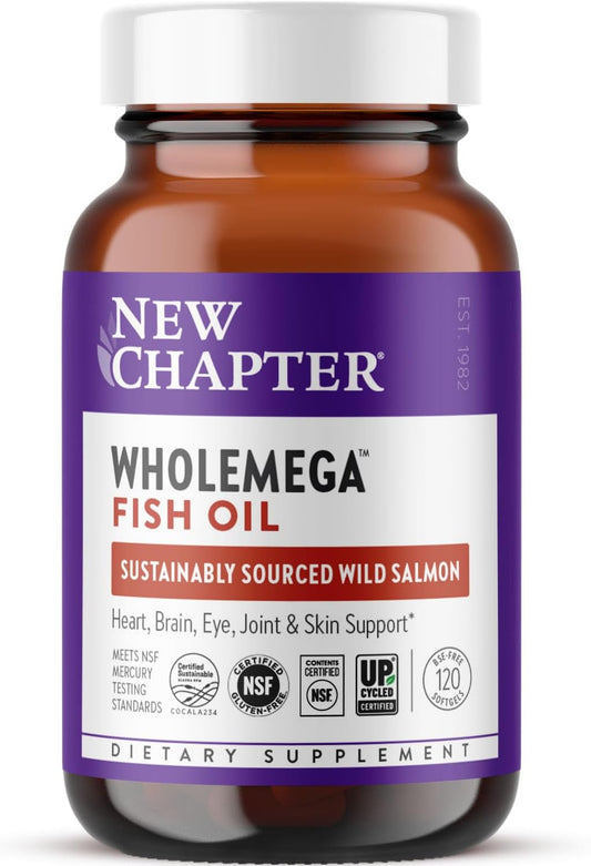 Wholemega Wild Alaskan Salmon Oil Supplement - Omega-3 + Vitamin D3 + Astaxanthin - Sustainably Caught - 120 ct, 1000mg Softgels - Espot.com.au