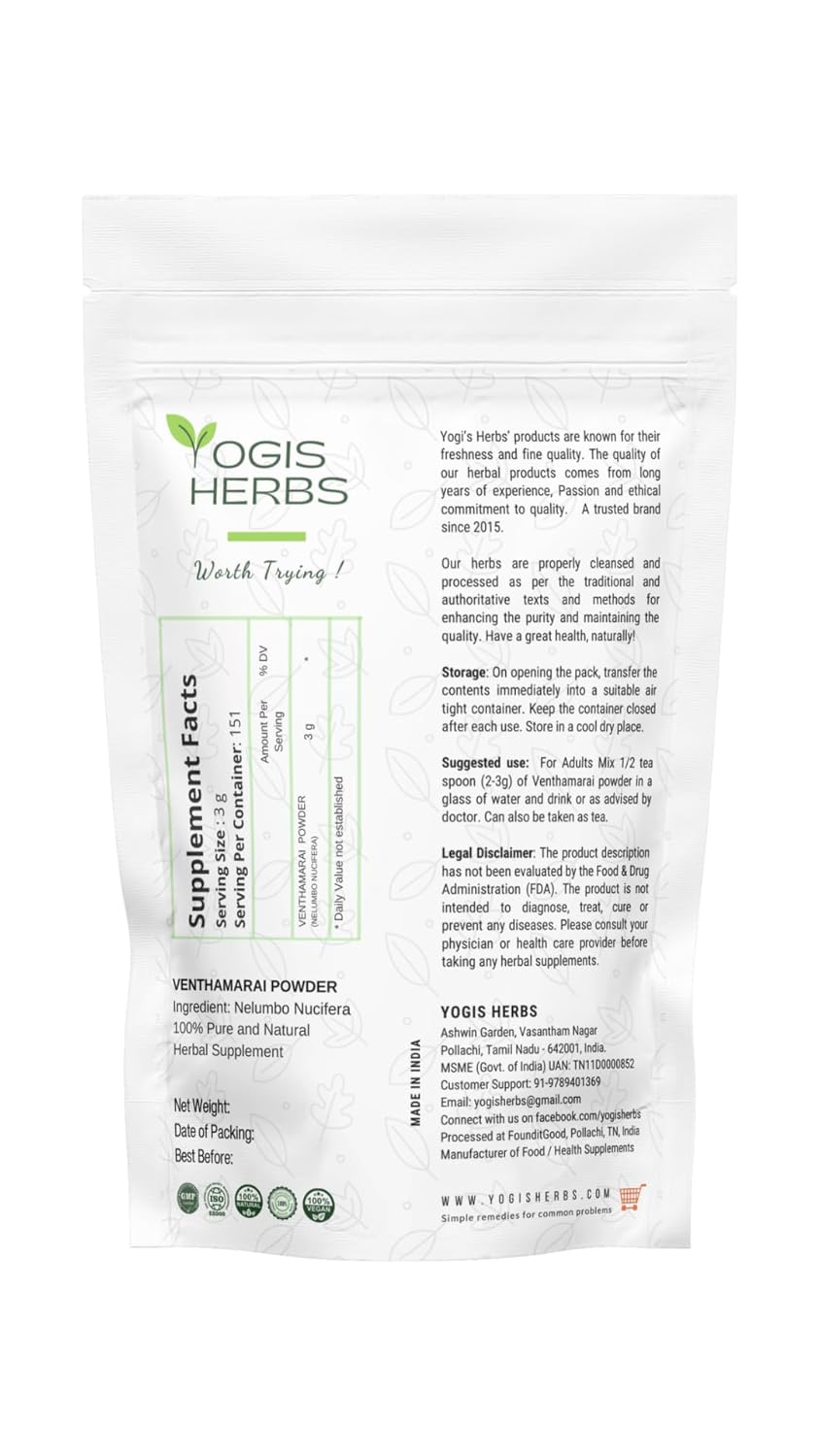 fresh-and-pure-yogis-herbs-venthamarai-powder-white-lotus-powder---1-lb---nelumbo-nucifera---premium-quality-2