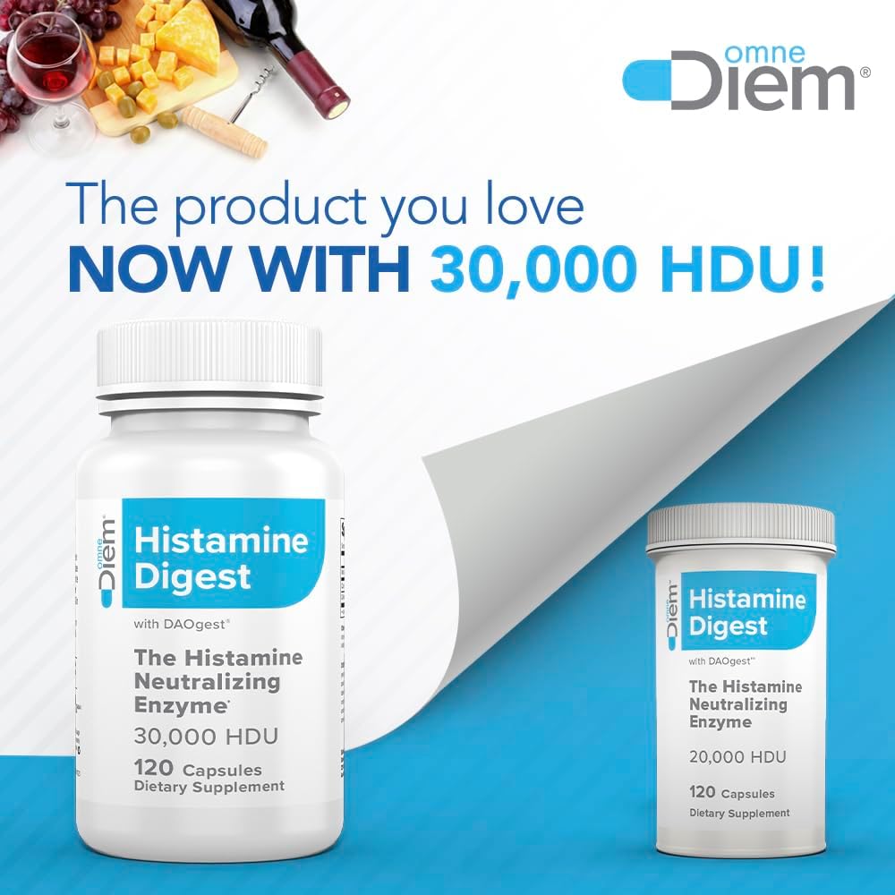 Histamine Digest DAO 30,000 HDU Capsules - 120 Count - Enzyme for Histamine Intolerance - Relieve Symptoms with Diamine Oxidase - Espot.com.au