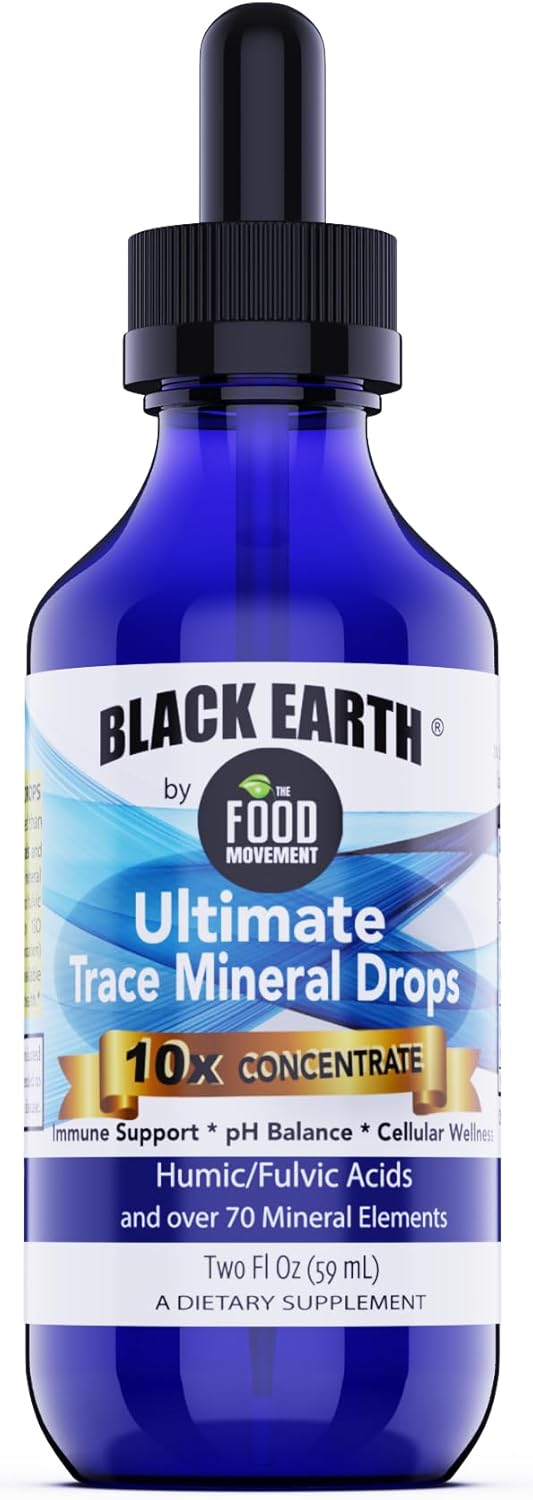 Black Earth Ultimate Trace Minerals 10x Strength - Fulvic & Humic Acid Supplement for Athletes - Non GMO Vegan - 2oz Dropper - Espot.com.au