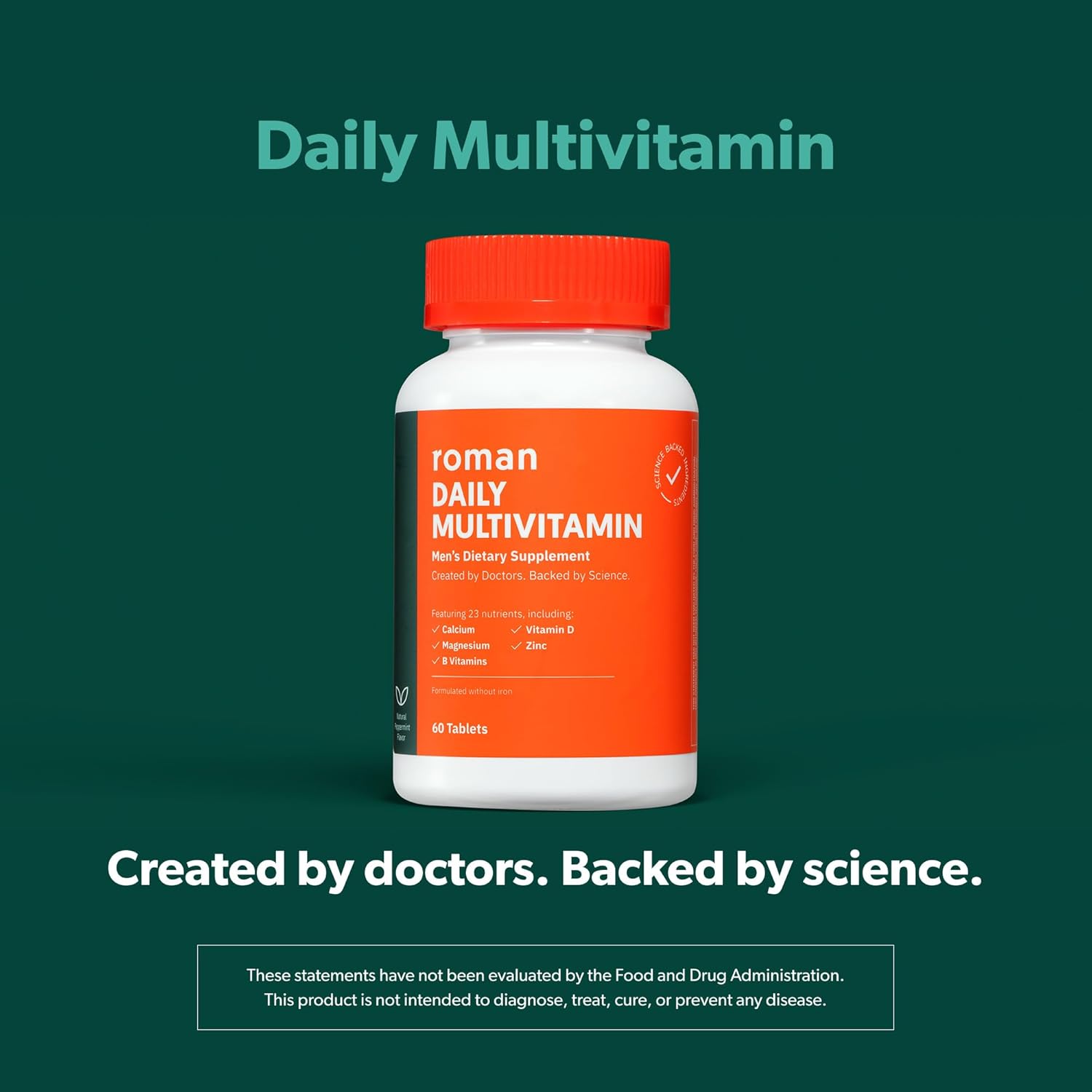 Men's Daily Multivitamin with 23 Key Nutrients for Physical, Brain, Heart Health - Includes Calcium, Magnesium, Zinc - 30-Day Supply - Espot.com.au