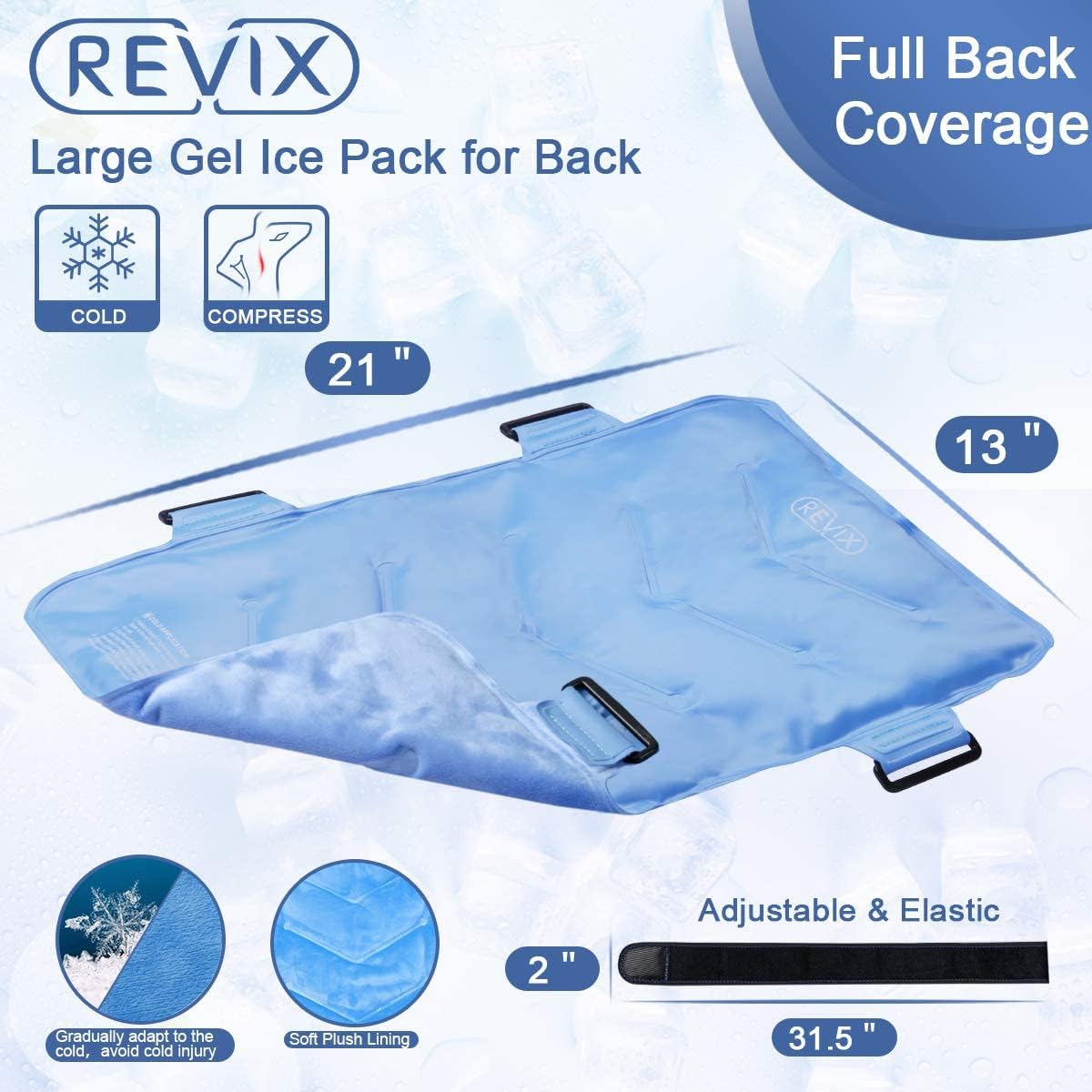 REVIX Ice Pack Combo for Knee and Back Pain Relief - Reusable Gel Wraps for Leg and Full Back Injuries - Espot.com.au