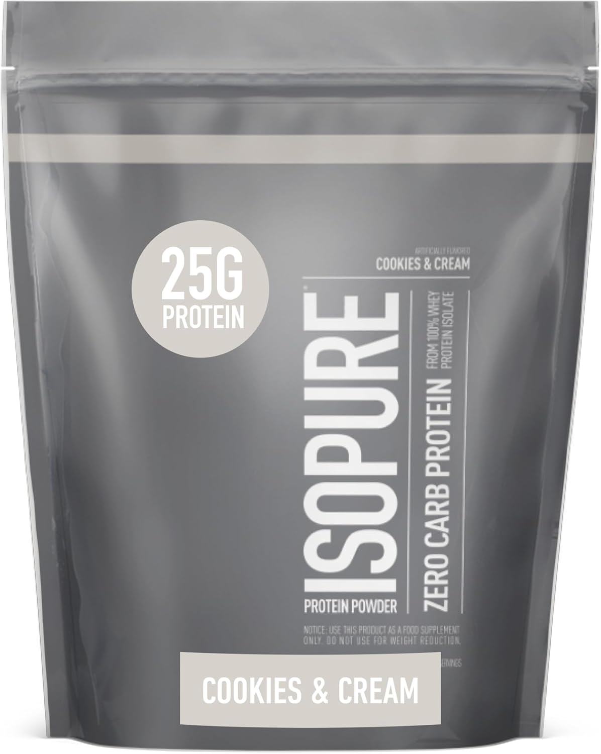 Isopure Zero Carb Whey Isolate Protein Powder - Cookies & Cream Flavor, 25g Protein, Lactose & Gluten Free, Fortified with Vitamins - 1 Lb, 15 Servings - Espot.com.au