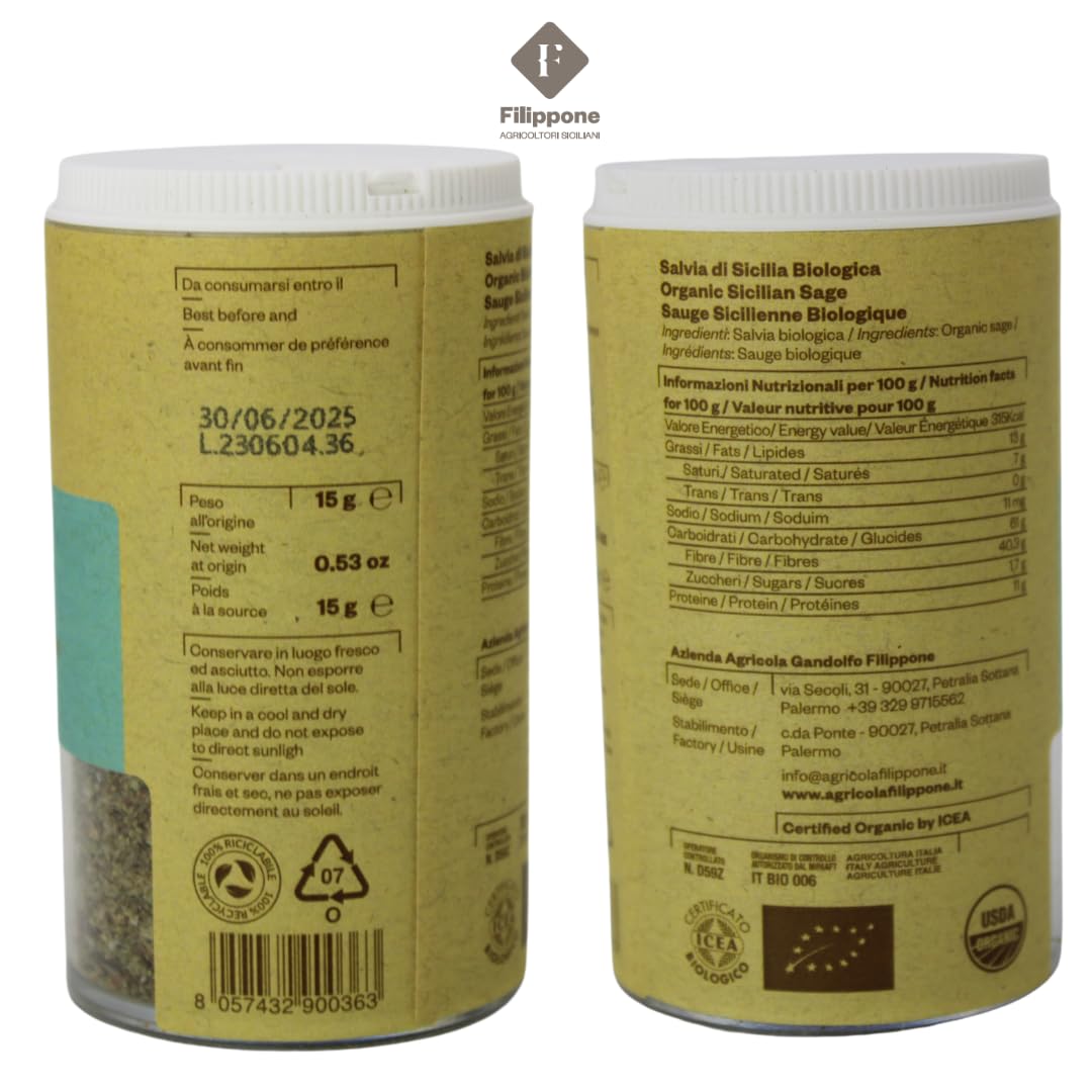 organic-sicilian-sage-flakes-in-shaker-20g-070-oz---usda-certified-dried-sage-herb-from-sicilys-mountains---filippone-sage-spice-2