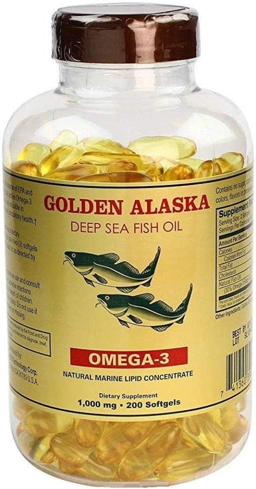 Omega 3 Fish Oil Supplement 1000mg Softgels - NCB Alaska Deep Sea, 200 Count - Espot.com.au