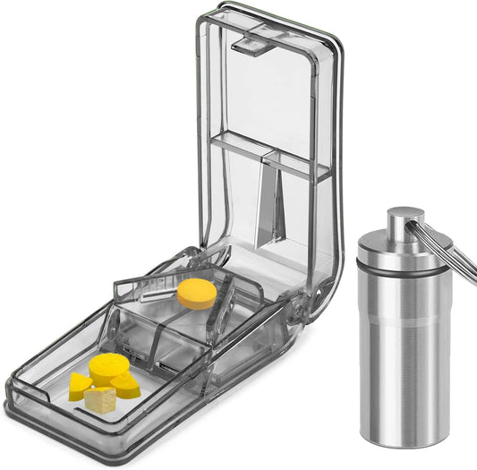 johnbee-pill-cutter-with-shield-keychain-holder---best-for-smalllarge-pills-vitamins---usa-designed-splitter-gray-1