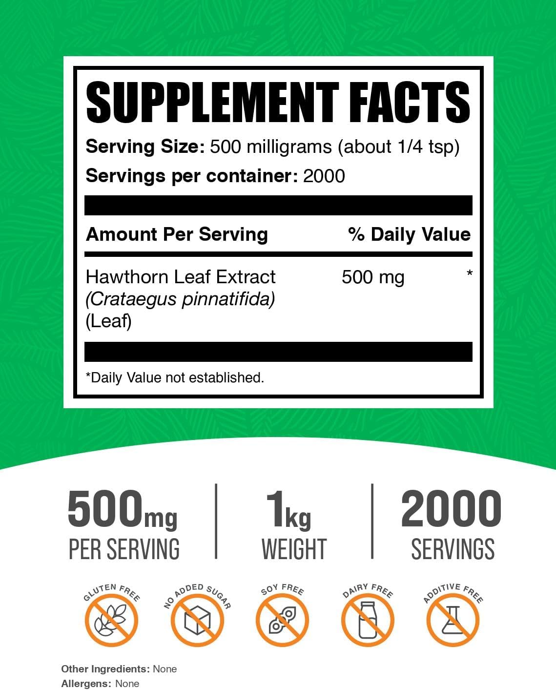 bulksupplementscom-hawthorn-leaf-extract-powder---herbal-supplement-for-heart-health-vegan-gluten-free---1kg-22-lbs-2