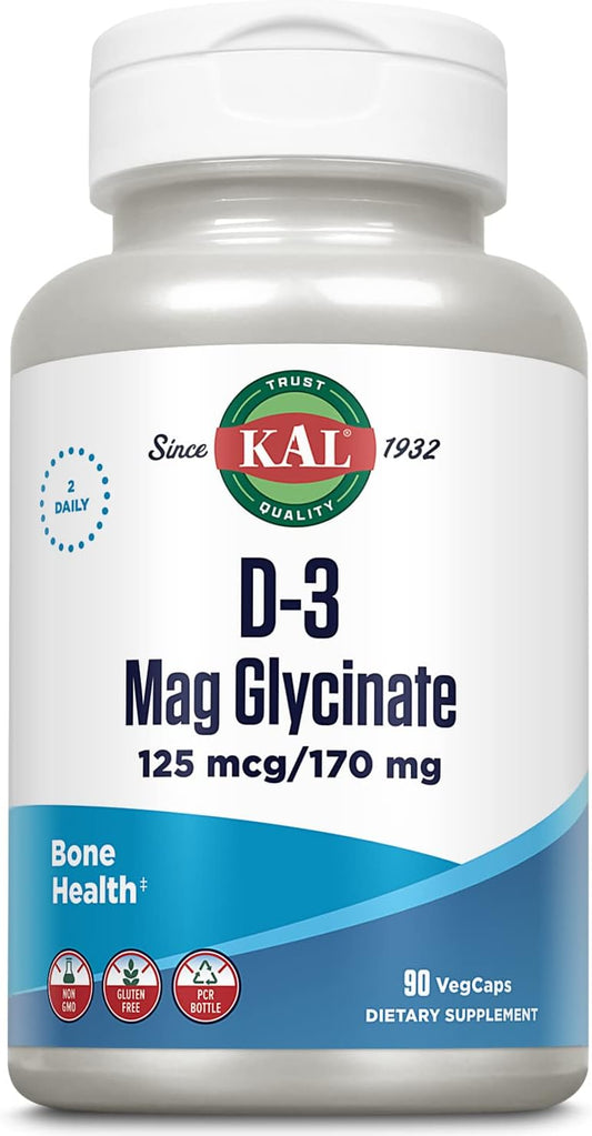 Vitamin D3 and Magnesium Glycinate Supplement with BioPerine for Enhanced Absorption, Muscle and Bone Health Support, Immune Support, Non-GMO and Gluten Free, 45 Servings, 90 VegCaps - Espot.com.au
