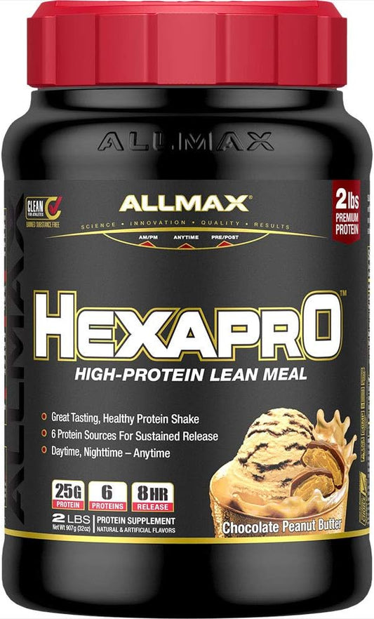 allmax-hexapro-chocolate-peanut-butter-protein-powder---5-lb-tub-25g-protein-per-serving-8-hour-sustained-release-zero-sugar-52-servings-1