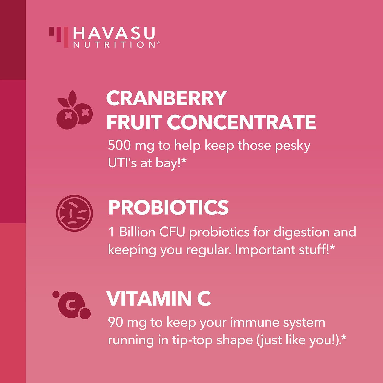 Women's Probiotic Cranberry Gummies - Supports Urinary Tract Health & pH Balance - 1 Billion CFU of Lactobacillus - Bladder & Vaginal Wellness - Cran-Raspberry Flavor - 60 Count - Espot.com.au